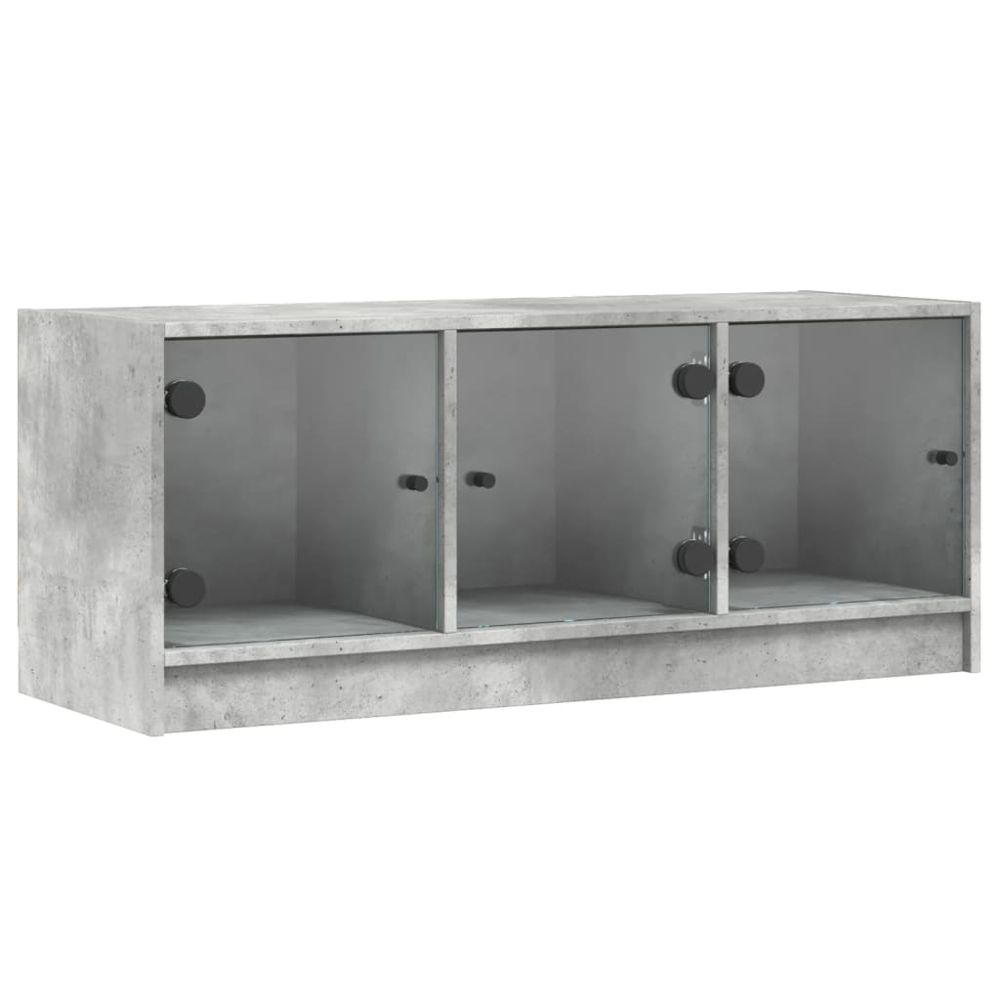 vidaXL 3 Glass Door Concrete Grey TV Cabinet Image 2