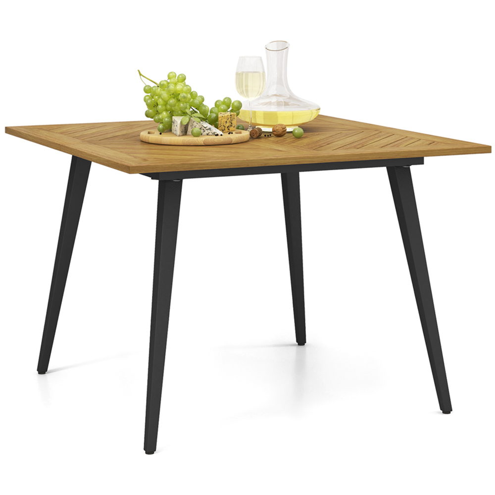 Costway 4 Seater Wooden Patio Table with Metal Legs Image 3