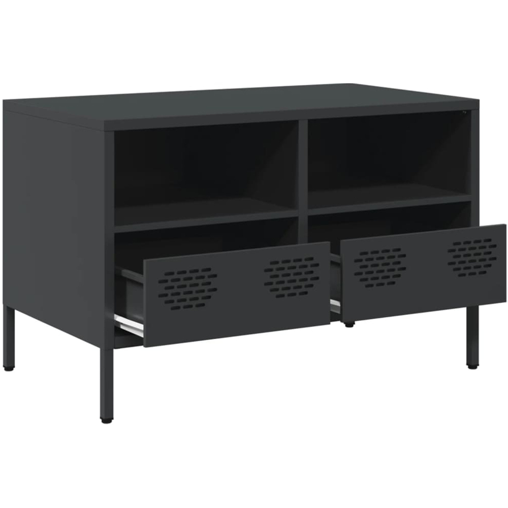 vidaXL 2 Drawer 2 Shelf Black Steel Industrial Style TV Cabinet Image 3
