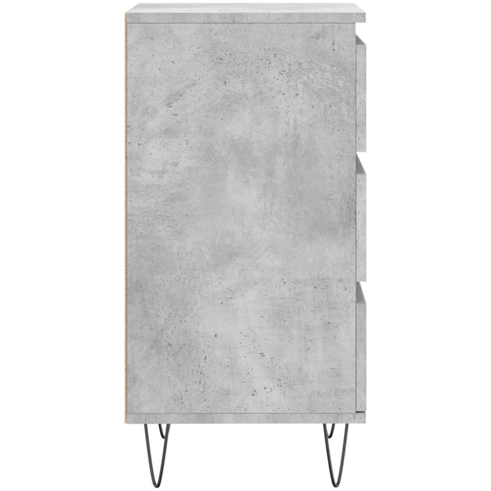 vidaXL 3 Drawer Concrete Grey Wooden Sideboard Image 7