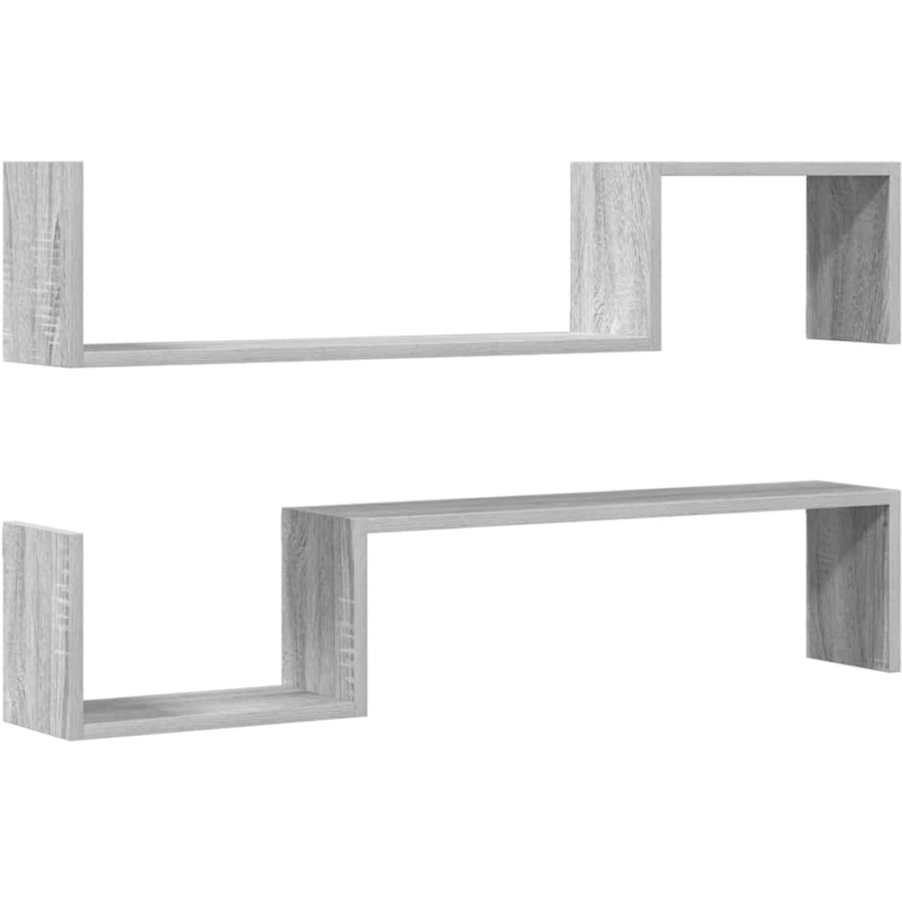 vidaXL 2 Shelf Grey Sonoma Wall Shelf Set of 2 Image 2