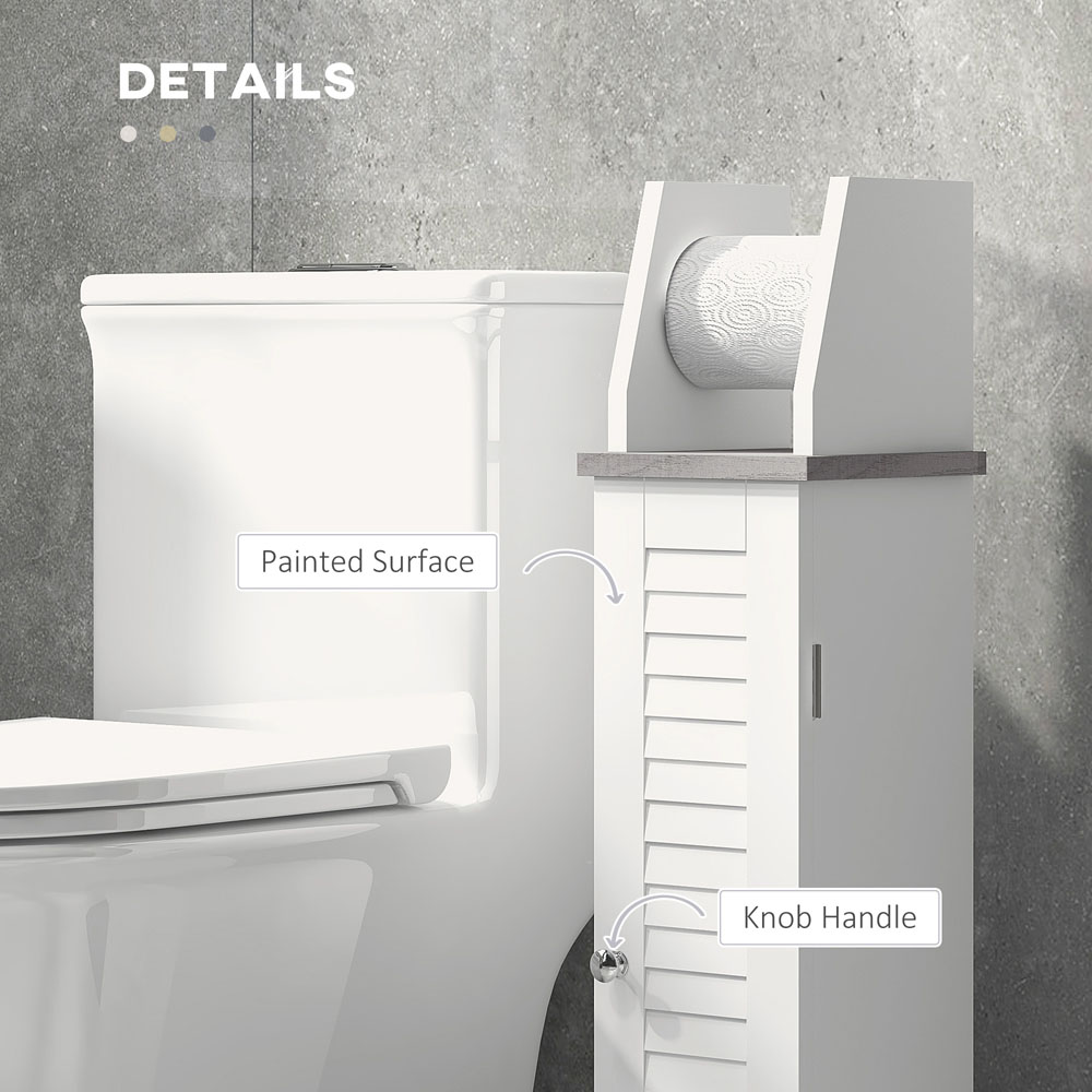 Portland Single Drawer White Slim Bathroom Cabinet with Roll Holder Image 6