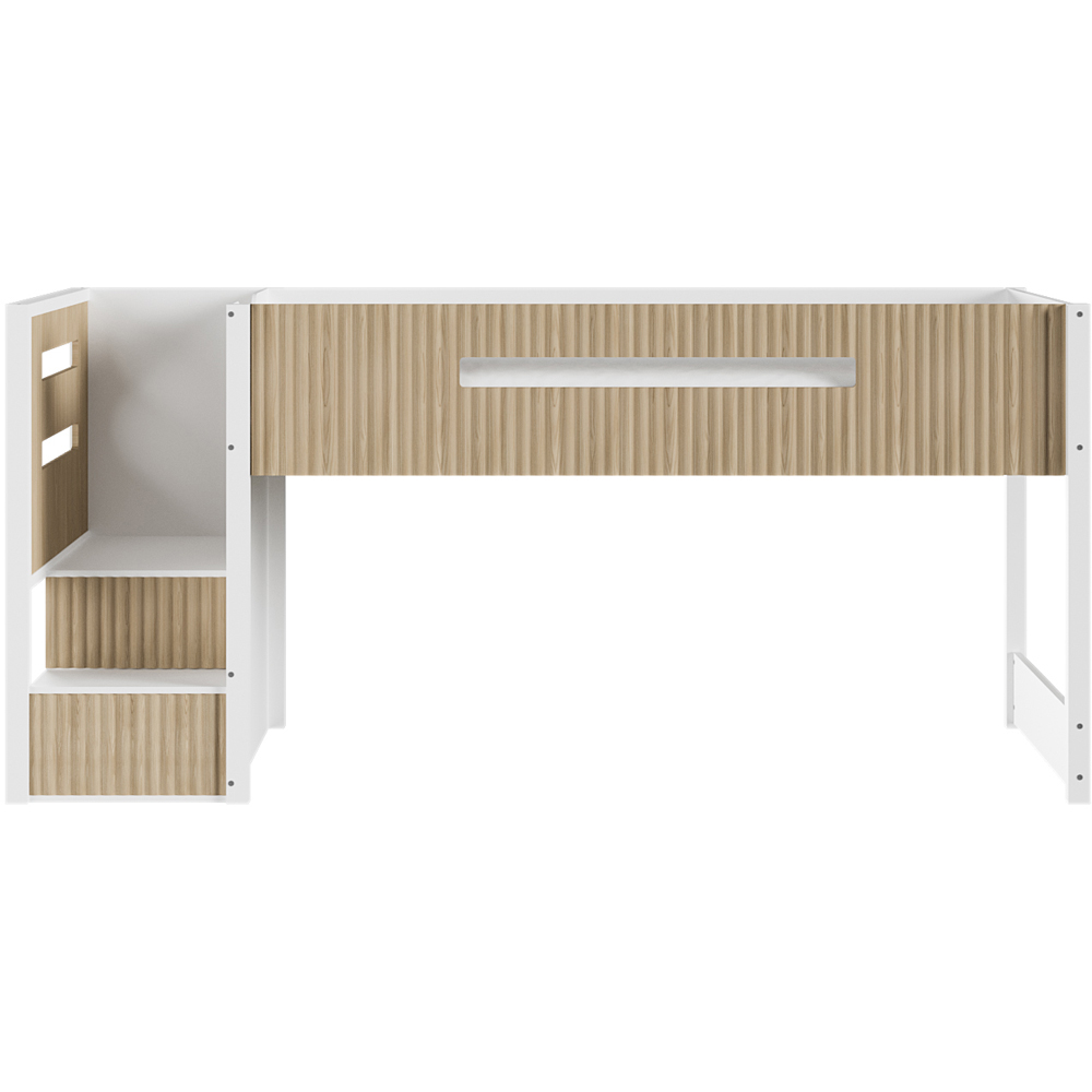 Flair Luca 6 Drawer White and Oak Ribbed Bed Frame Image 3