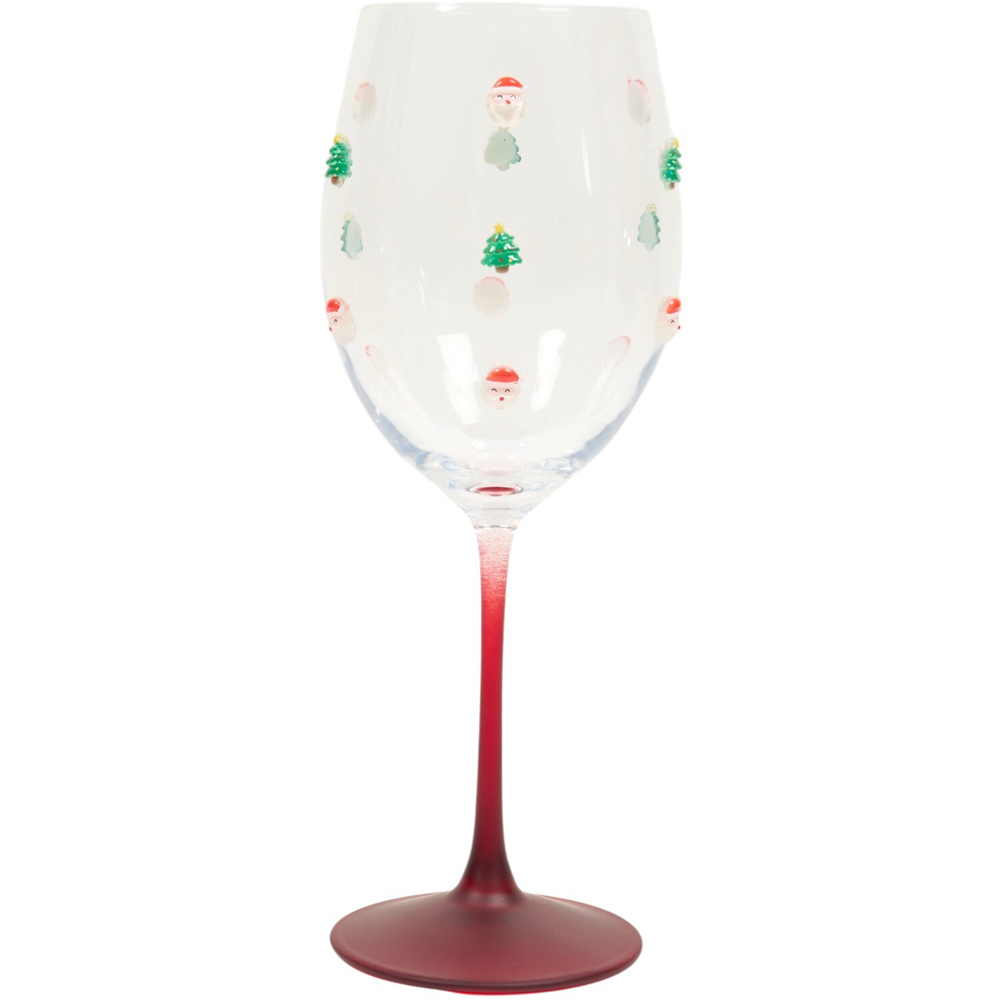 Tree and Santa Icon Wine Glass Image 3