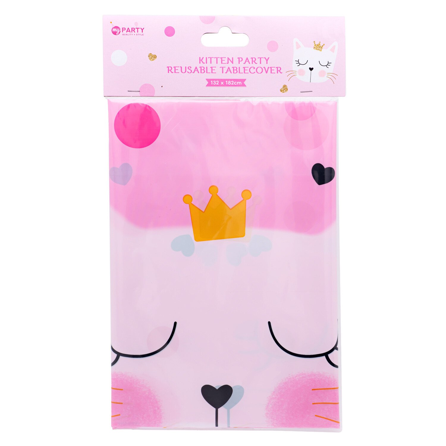 Kitten Party Reusable Table Cover Pink Image 1