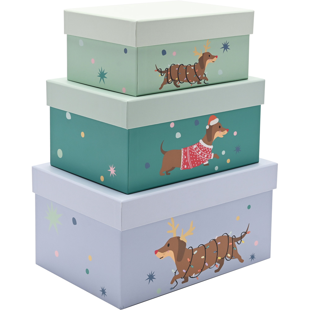 The Christmas Gift Co Christmas Dogs Storage Box Set 3 Piece Image 4