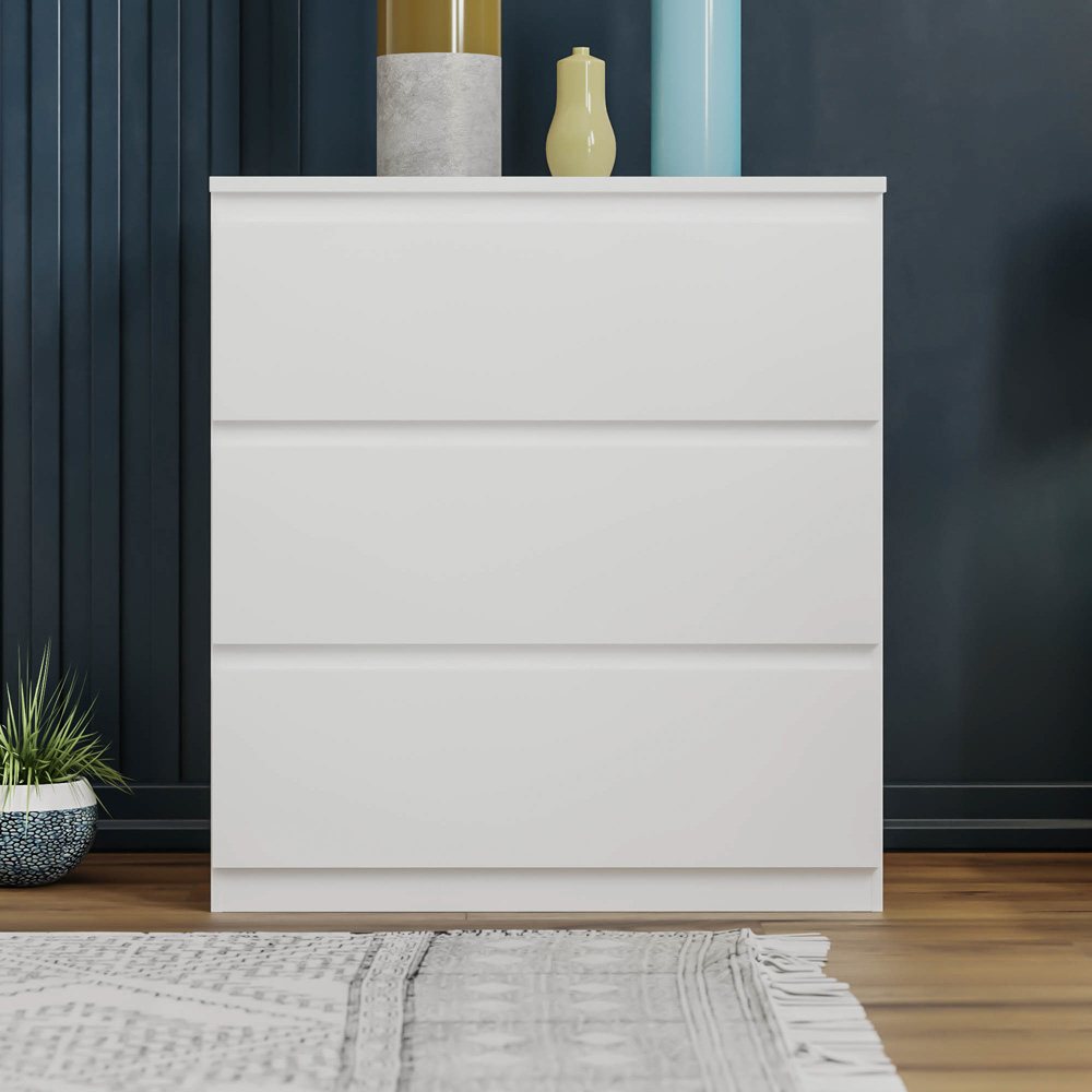 Vida Designs Denver 3 Drawer White Chest of Drawers Image 6