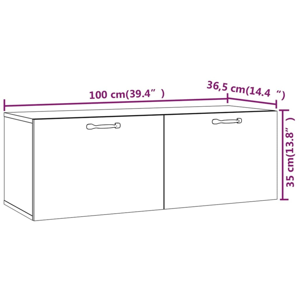 vidaXL 2 Compartment Smoked Oak Wall Cabinet with Black Handle Image 8