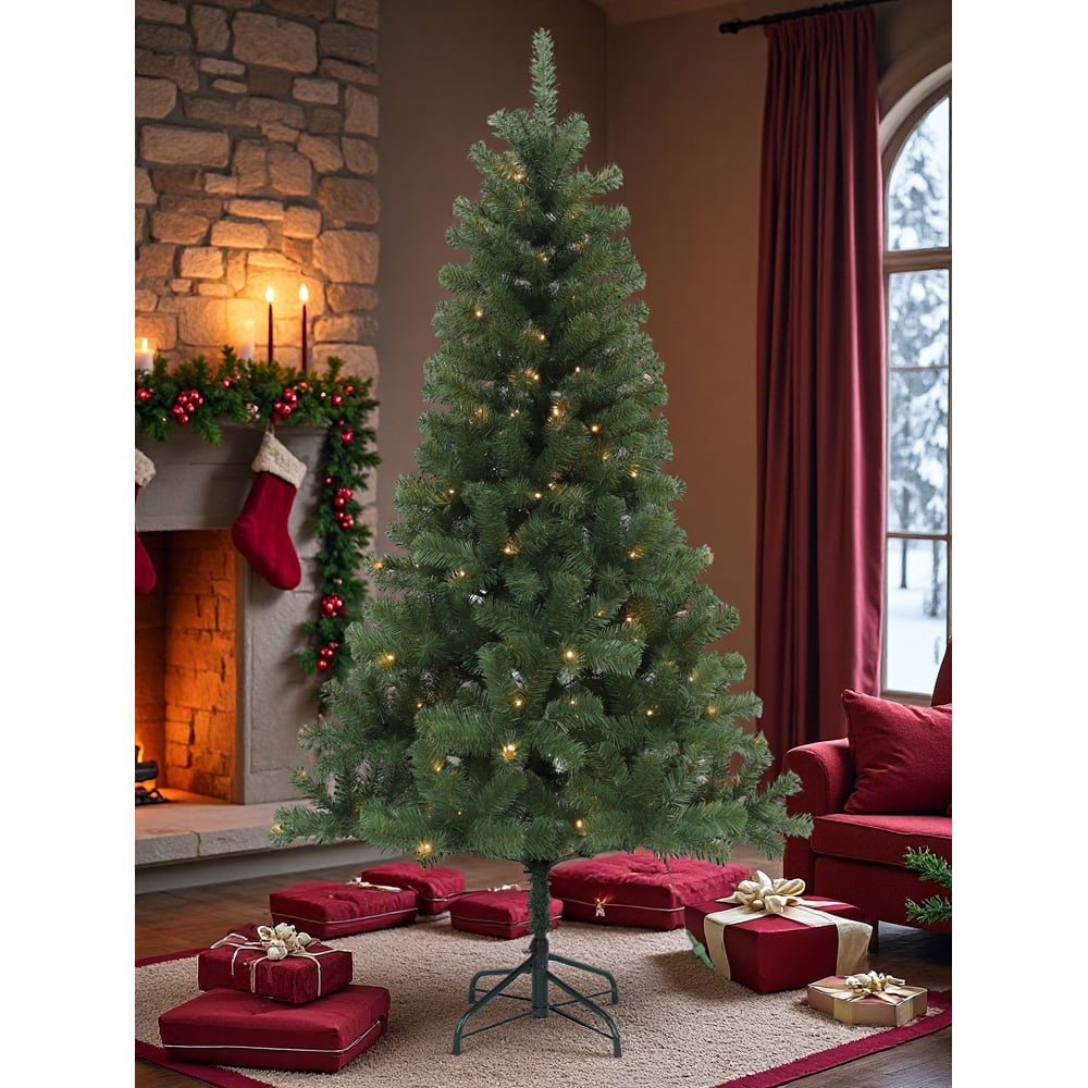 Festive Christmas 210 Warm White LED Pre-Lit Winter Fir Artificial Christmas Tree 7ft Image 2