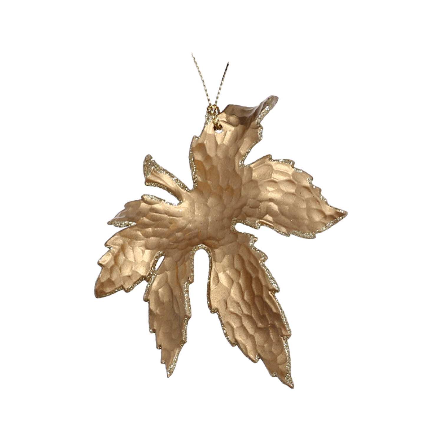 Single Decadent Gold Glitter Leaf Hanging Ornament in Assorted styles Image 2