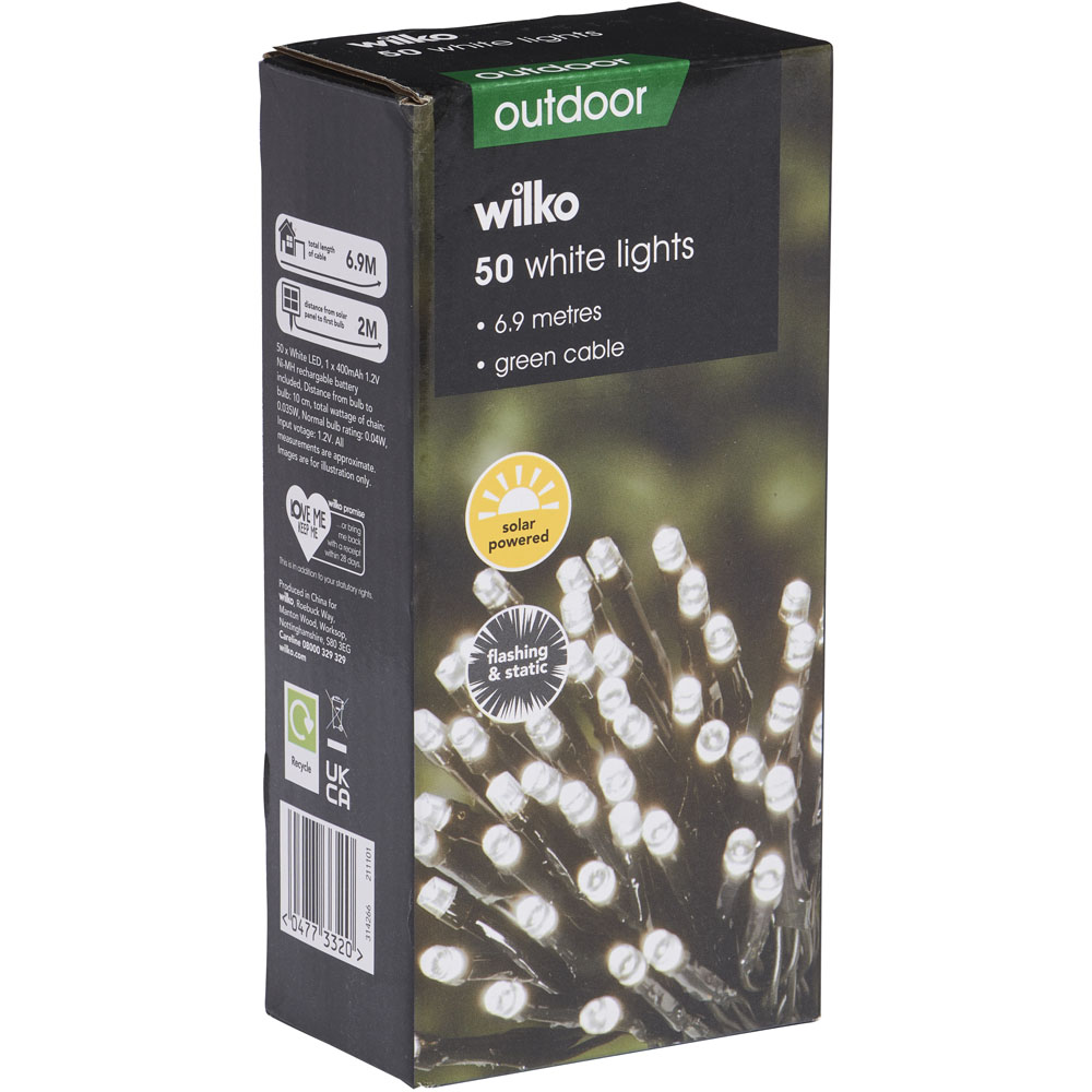 Wilko 50 White LED Solar String Lights Image 2