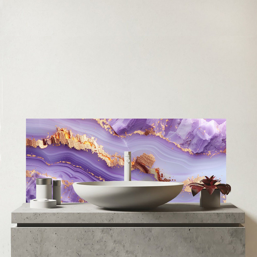 Warren Reed Designer Light Purple Marble Effect Bathroom Splashback 25 x 60cm Image 1
