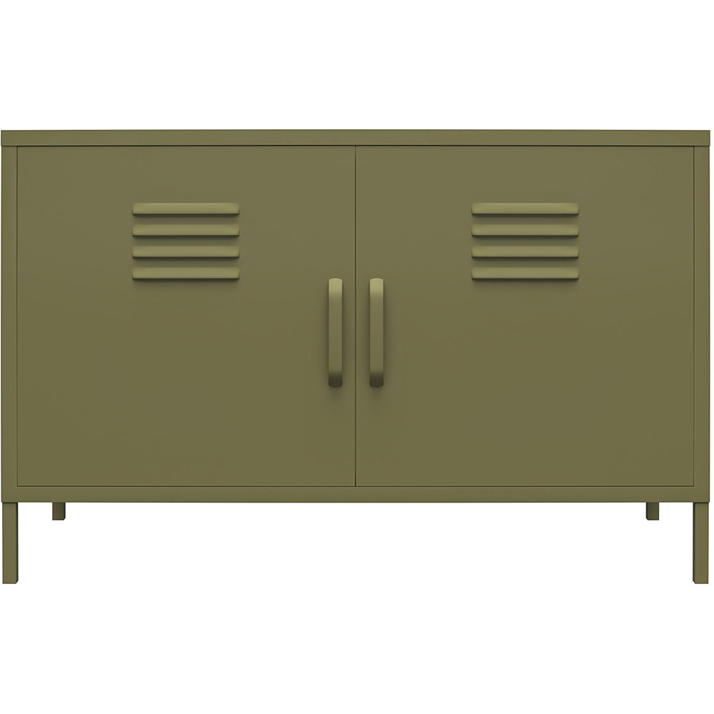 Dorel Bradford 2 Door 2 Shelf Olive Green Metal Accent Cabinet Image 3