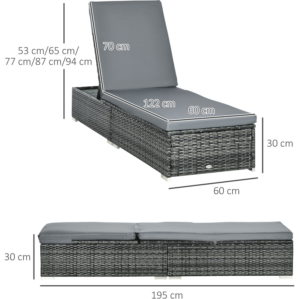 Outsunny Adjustable Rattan Sun Lounger Image 5