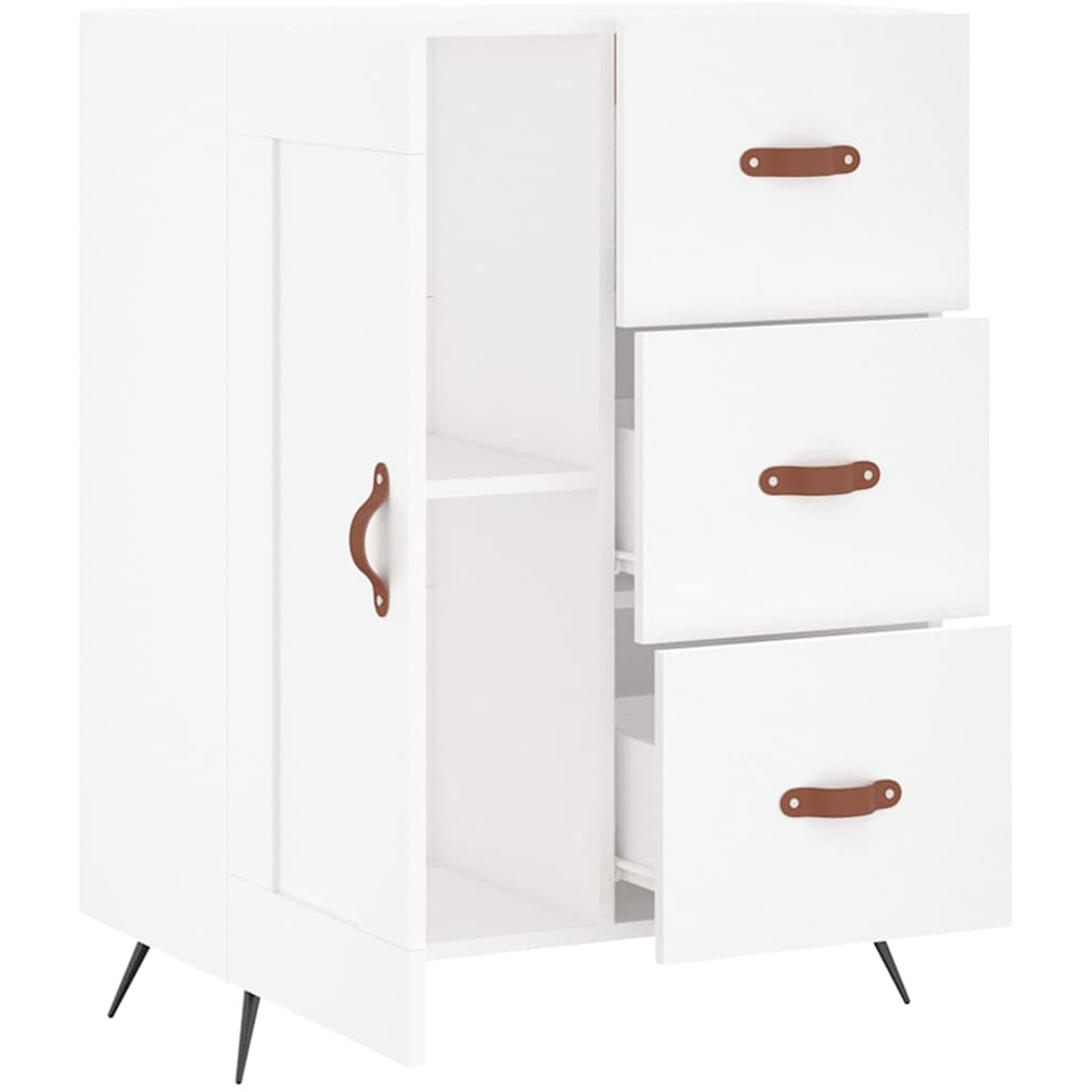 vidaXL Single Door 3 Drawer White Sideboard Image 6