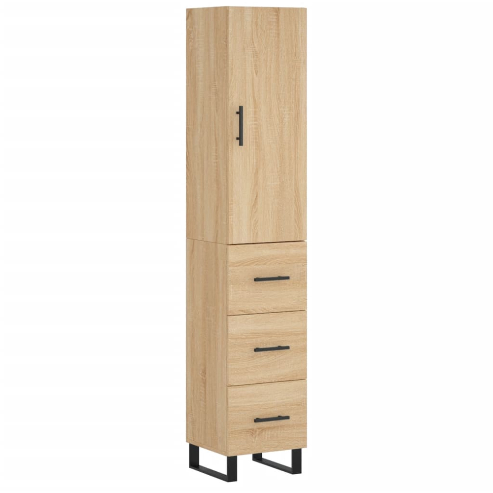 vidaXL Single Door 3 Drawer Sonoma Oak Highboard Image 2