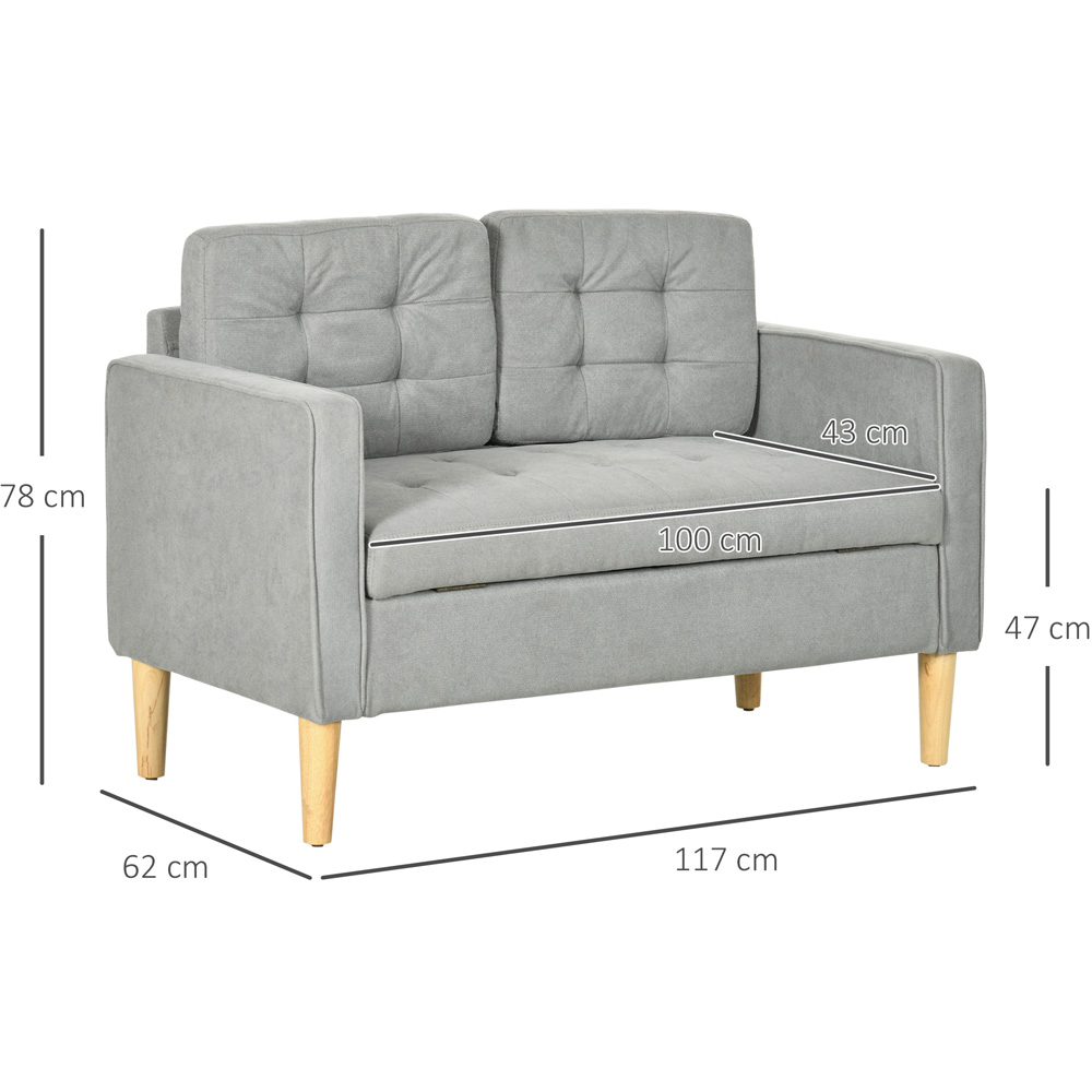 Portland 2 Seater Light Grey Cotton Sofa with Hidden Storage Image 9