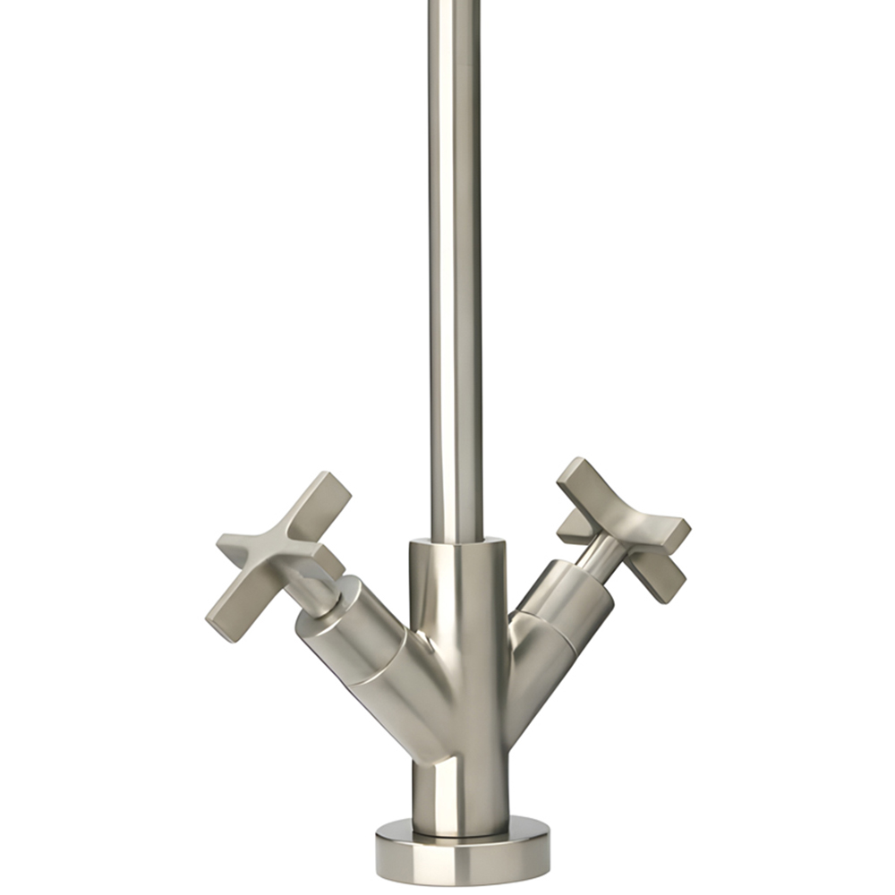 Piralla Crox Brushed Nickel Twin Cross Levers and Quad Spout Kitchen Tap Image 2