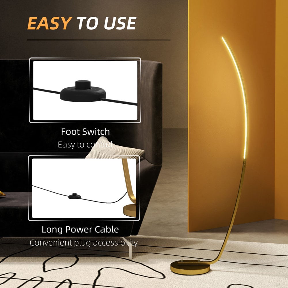 Portland Gold Tone Arched LED Strip Floor Lamp Image 7