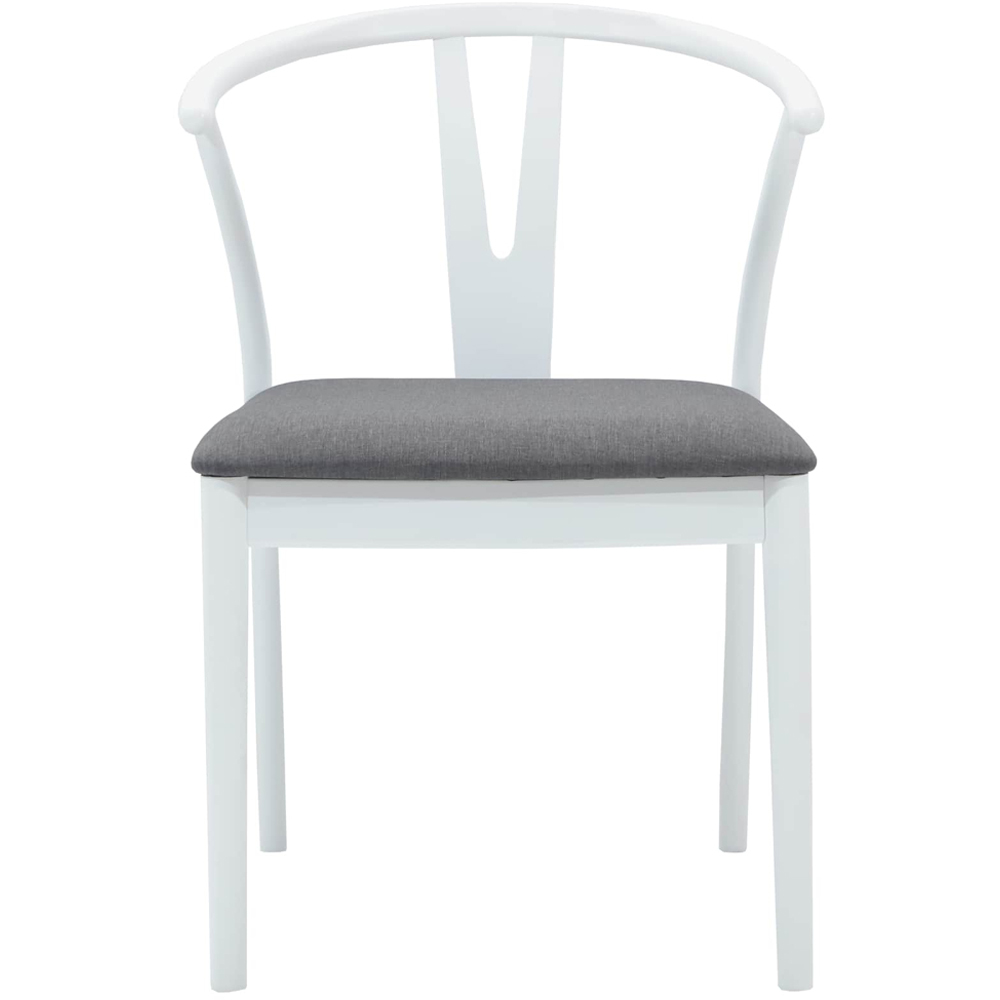 vidaXL Set of 2 White and Grey Rubberwood Curved Vintage Dining Chairs Image 3