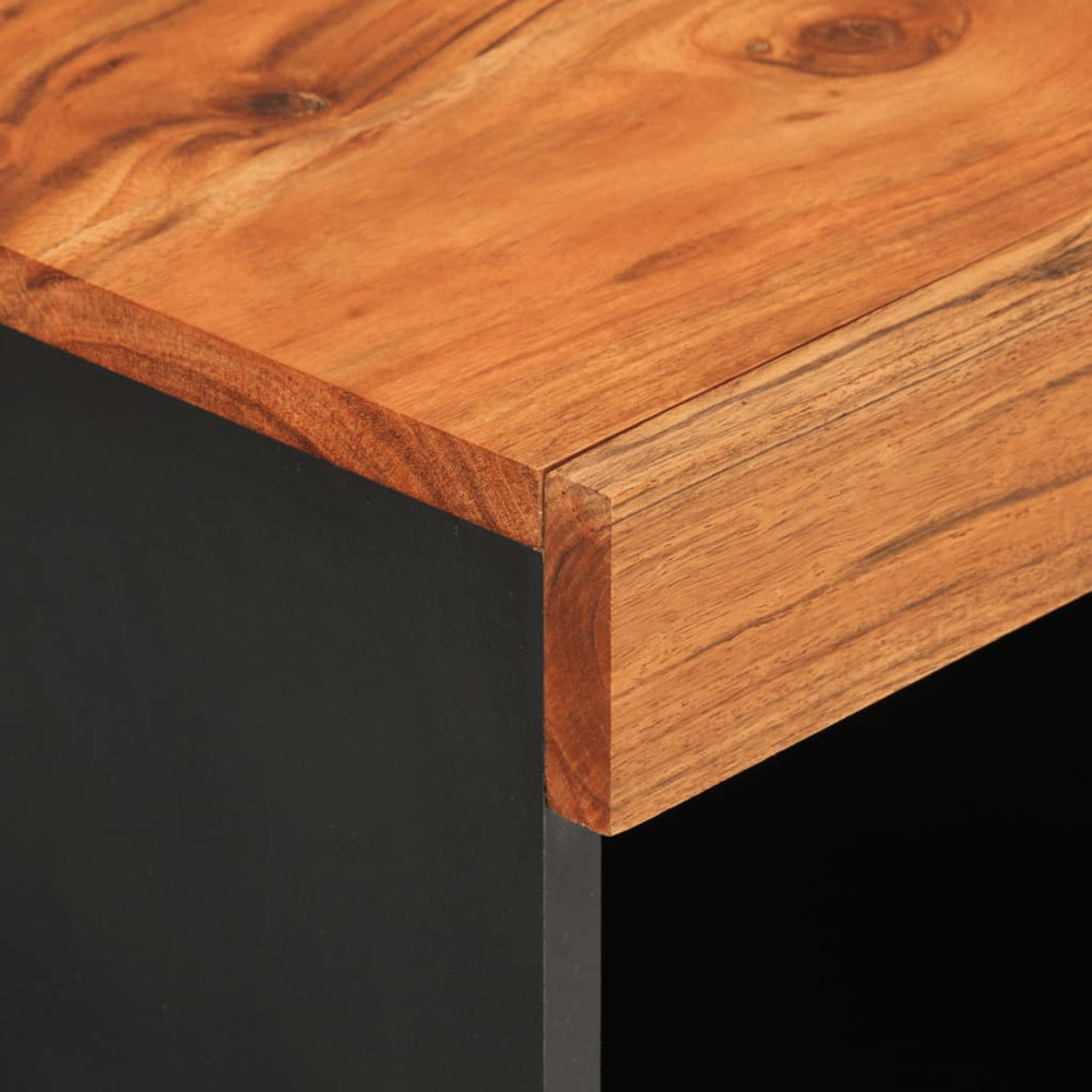 vidaXL 2 Open Shelf Brown Solid Wood Acacia TV Cabinet Image 6