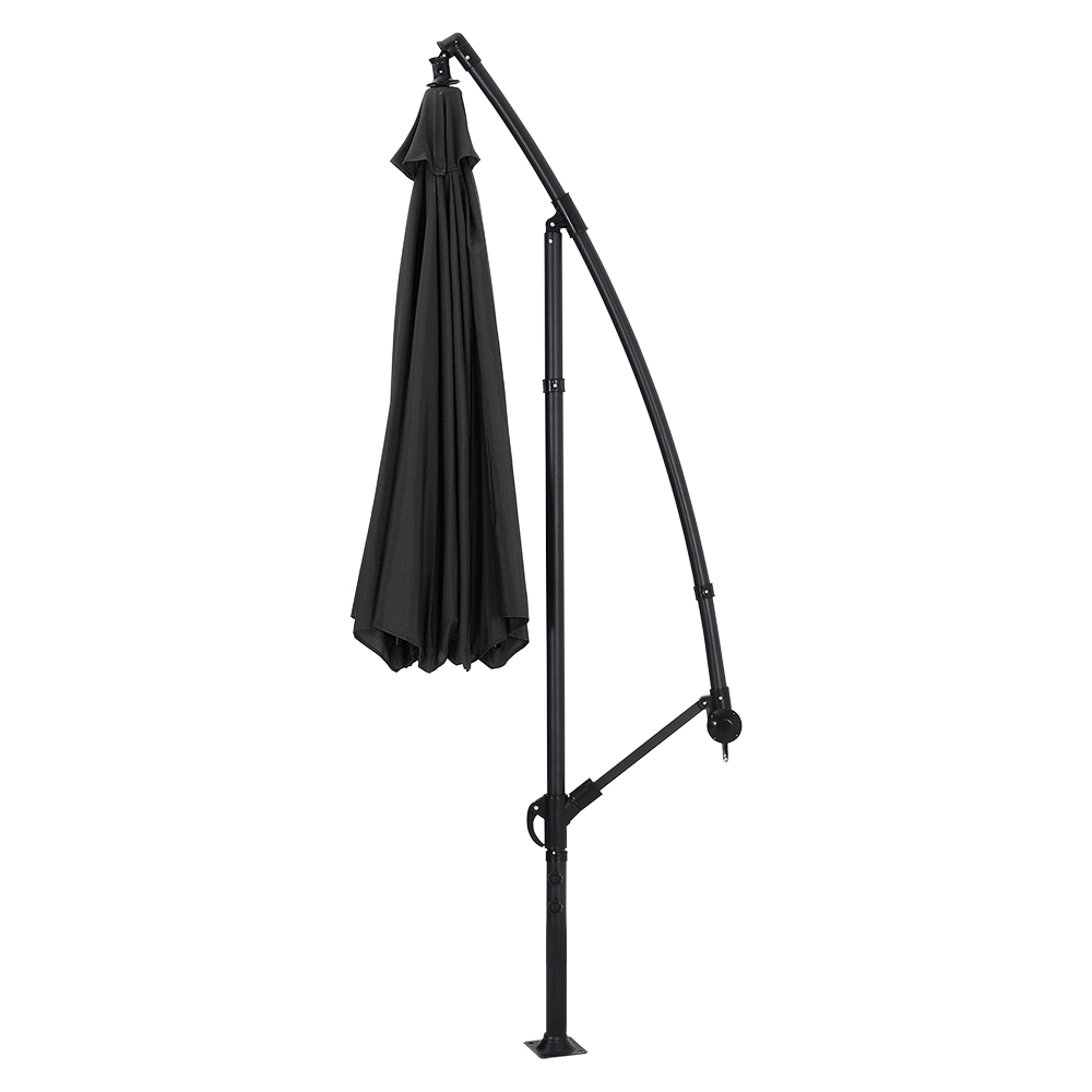Living and Home Black Garden Cantilever Parasol with Round Base 3m Image 4