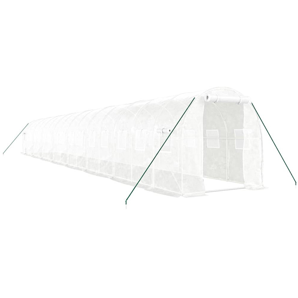 vidaXL White Polyethylene Galvanised Steel Frame 52.4 x 6.5ft Greenhouse Image 1