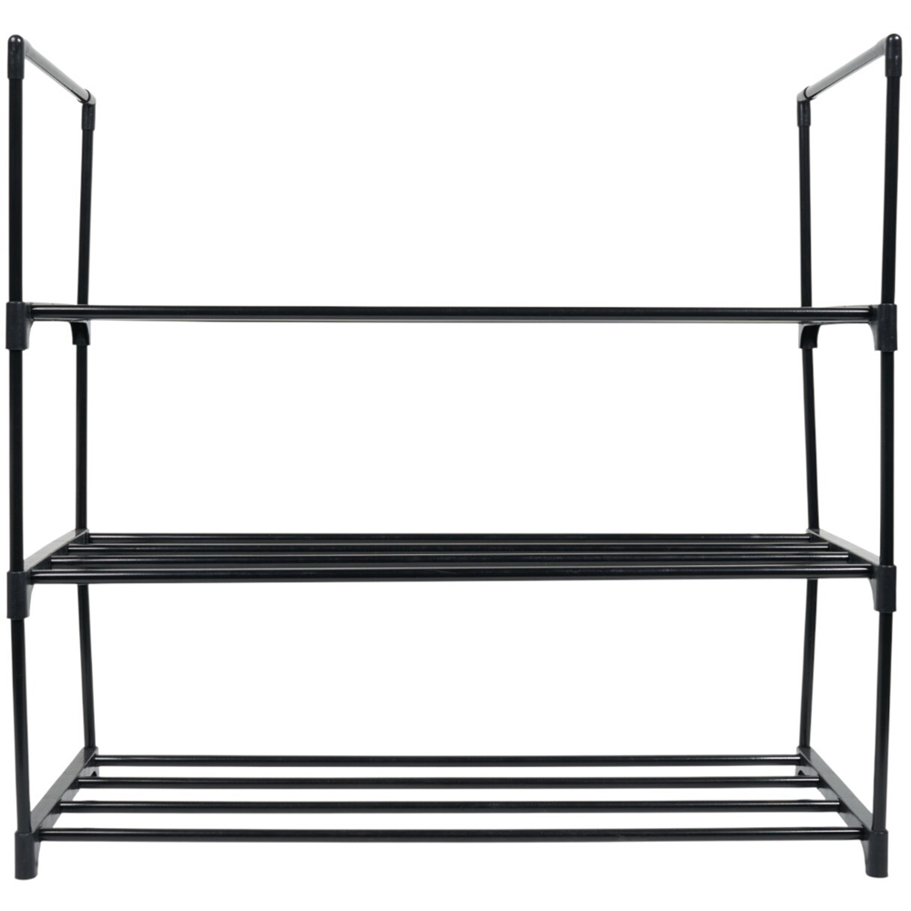 3 Tier Shoe Rack Black Image 3
