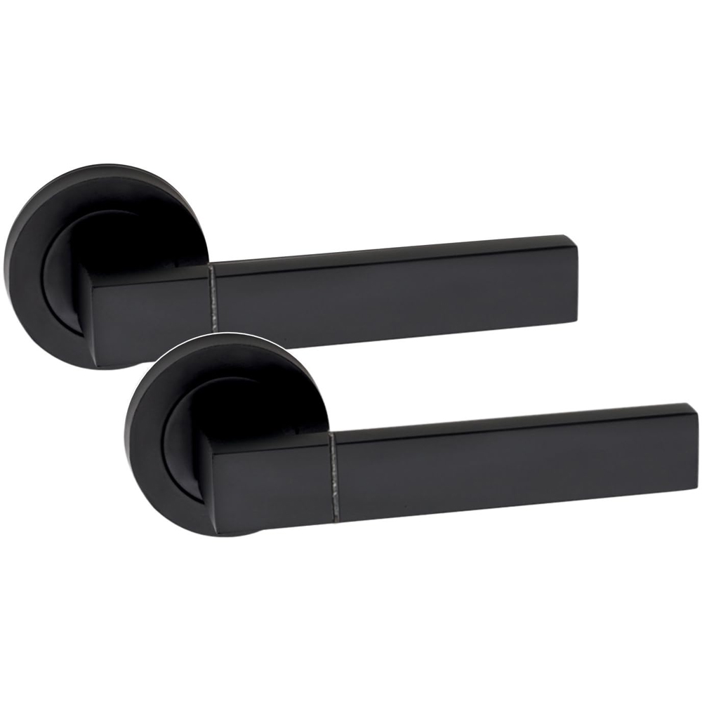 Golden Grace Capri Matt Black Door Handle Pair 3 Lever Mortise and Key Hole 64mm Image 3