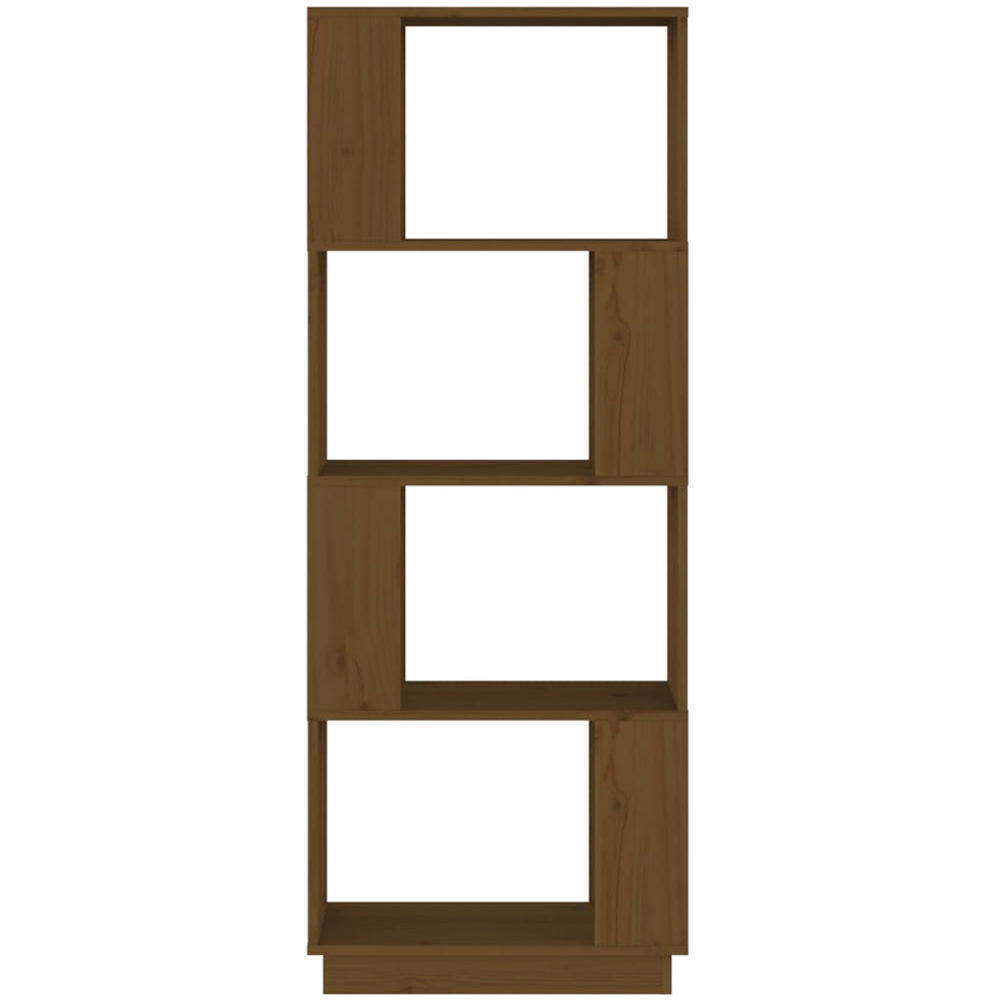 vidaXL 4 Shelf Honey Brown Pine Wood Bookcase Image 3
