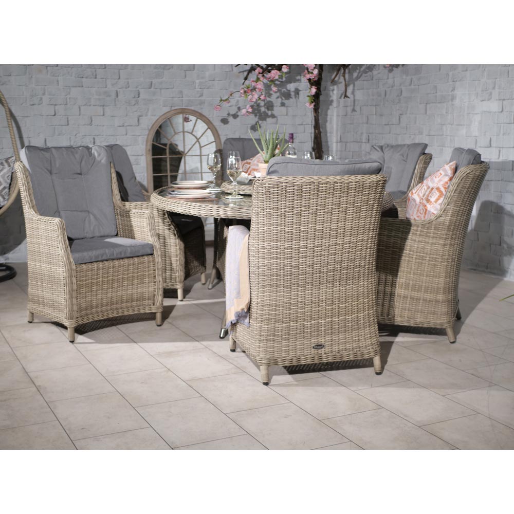 Royalcraft Wentworth Rattan Effect 6 Seater Ellipse Highback Comfort Dining Set Image 2