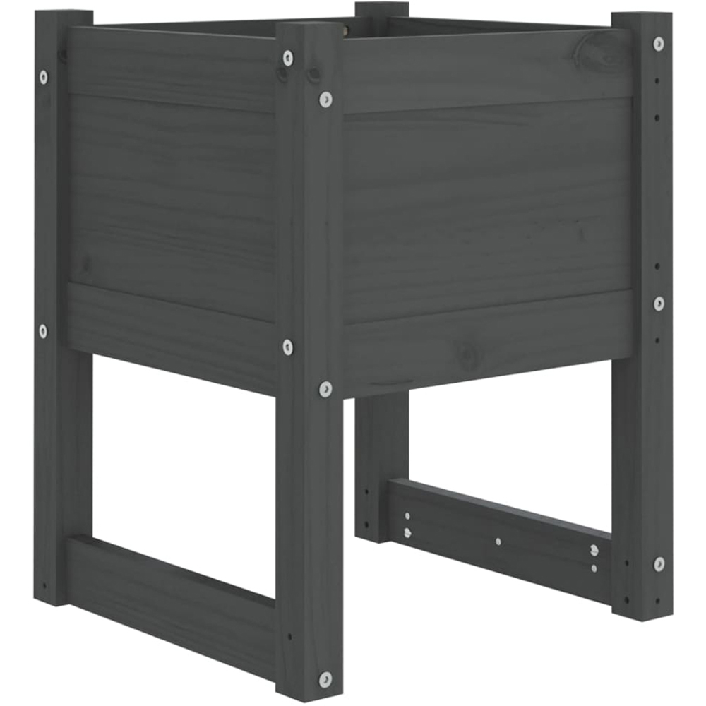 vidaXL Grey Solid Pine Wood Garden Planter 40 x 40 x 52.5cm 2 Pack Image 1