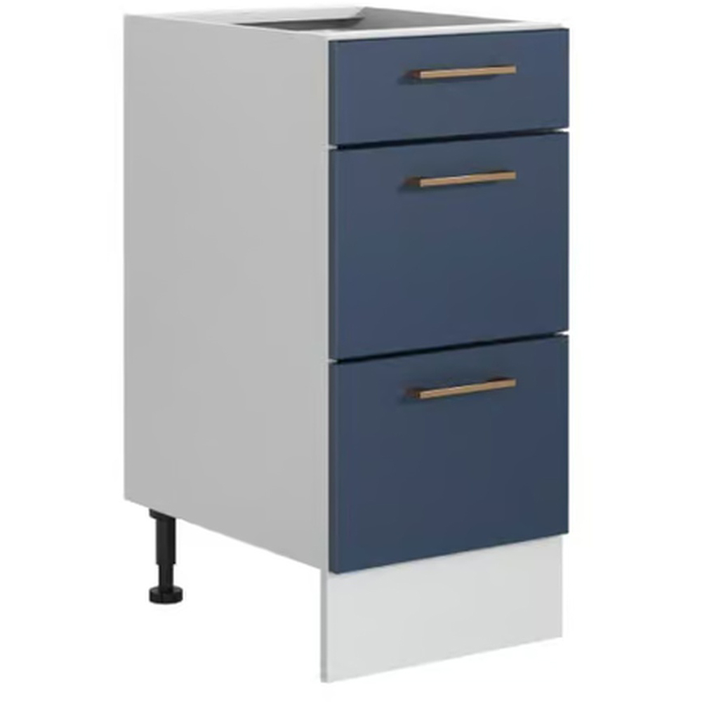 Impact Furniture Nora 3 Drawer Dark Navy Freestanding Slim Kitchen Drawer Base Unit 400mm Image 1
