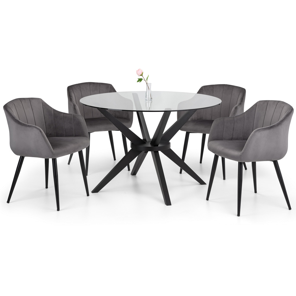 Julian Bowen Hobart Set of 2 Grey Scalloped Dining Chair Image 7