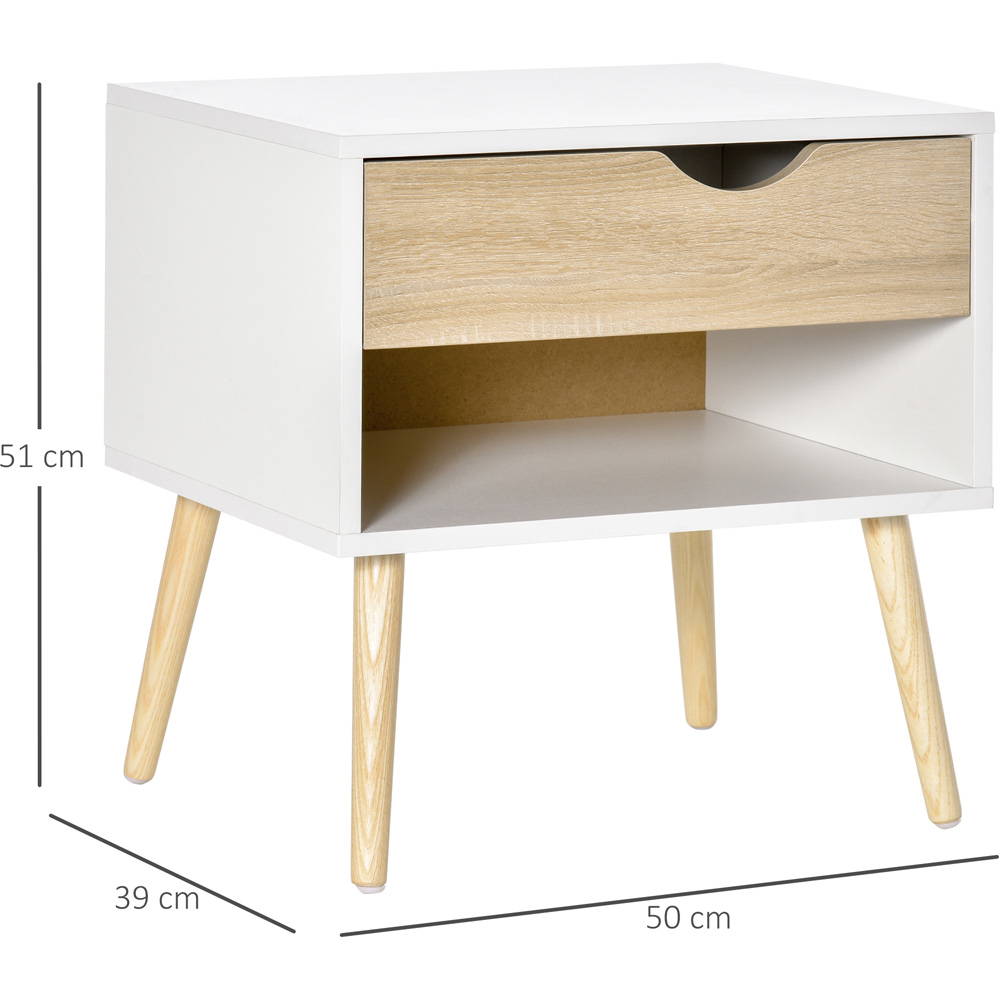 Portland Single Drawer and Shelf White Bedside Table Image 7