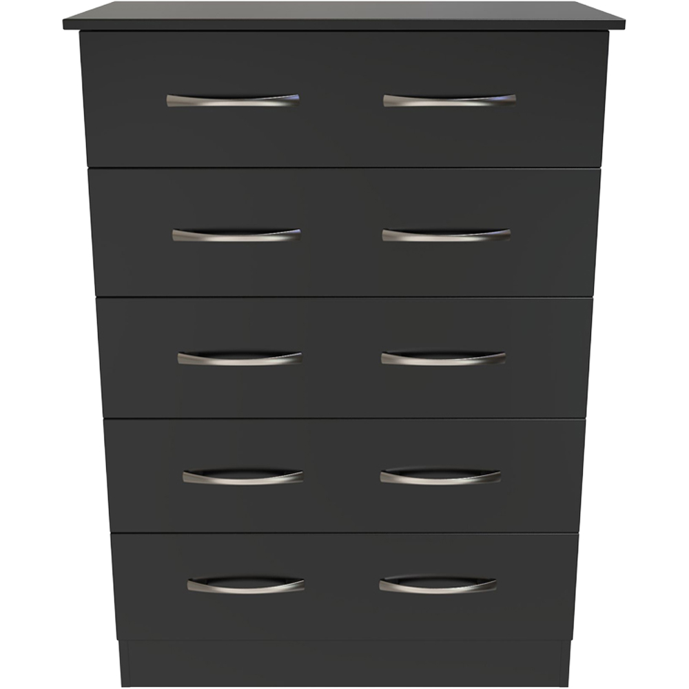 Crowndale Avon 5 Drawer Matt Black Chest of Drawers Ready Assembled Image 2