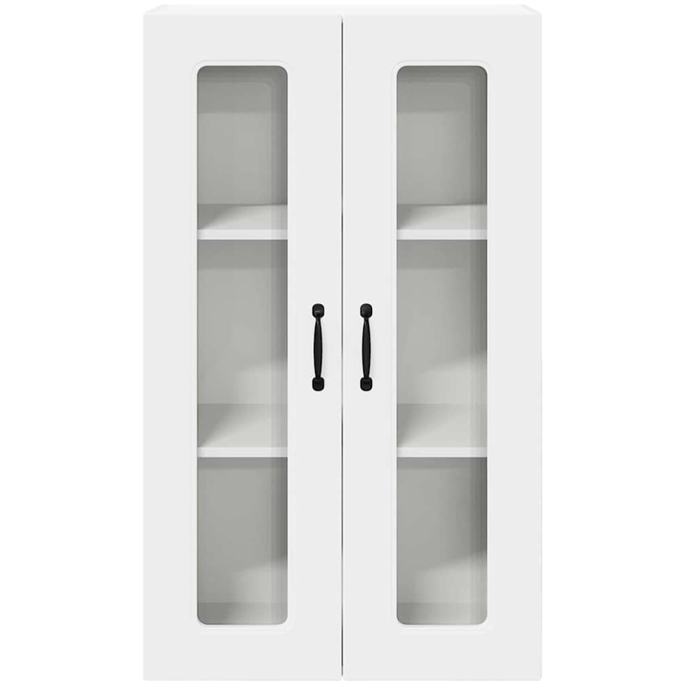 vidaXL 2 Glass Door White Kitchen Wall Cabinet Image 4