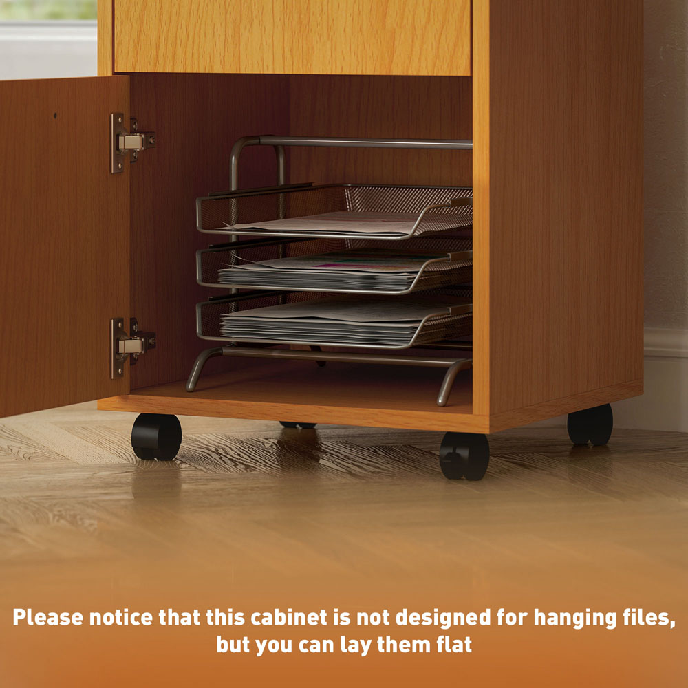 HOMCOM Single Drawer Single Door Single Shelf Natural Filing Cabinet Image 7
