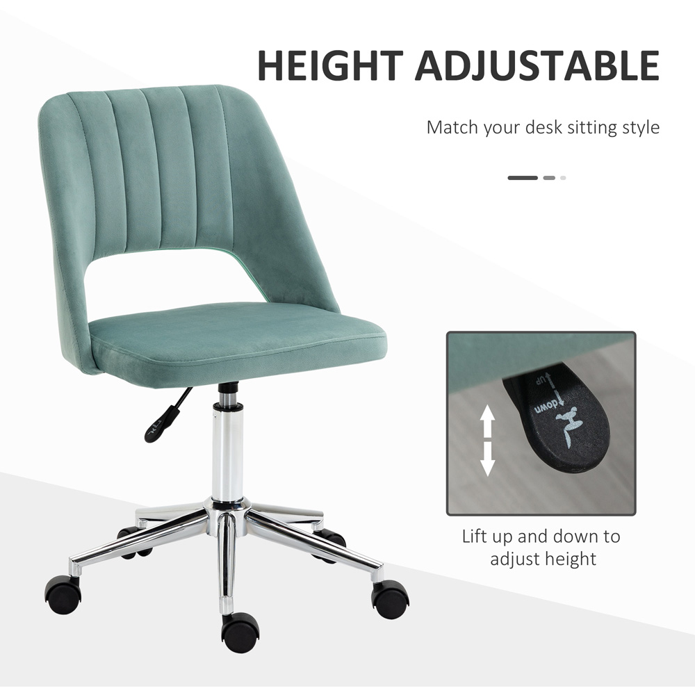 Portland Green Velvet Swivel Office Chair Image 6