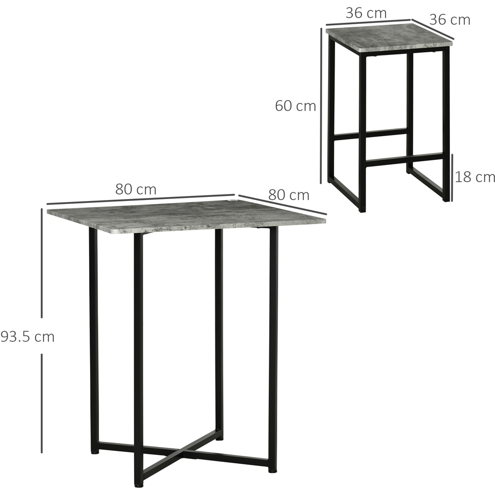 Portland 4 Seater Grey Square Bar Table with Stools Image 8