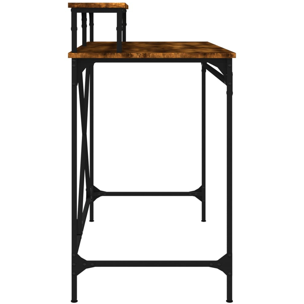 vidaXL Single Shelf Industrial Style Computer Desk Smoked Oak Image 5