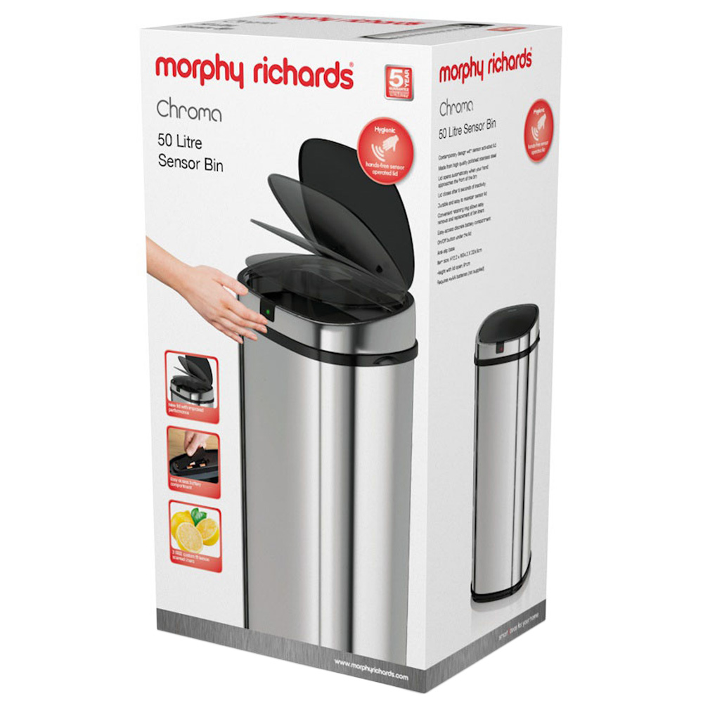 Morphy Richards Chroma Square Sensor Bin 50L Wilko