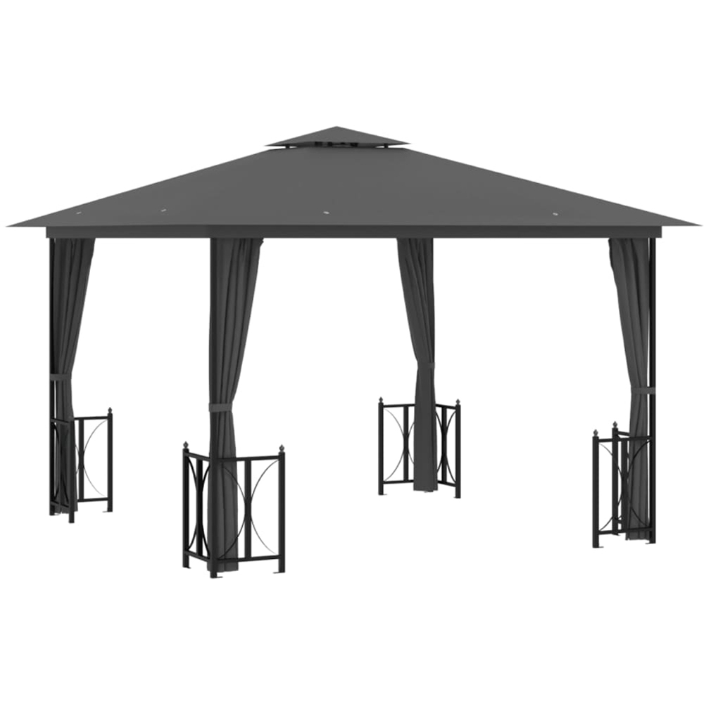 vidaXL 3 x 3m Anthracite Double Tier Roof Gazebo with Sidewalls Image 2
