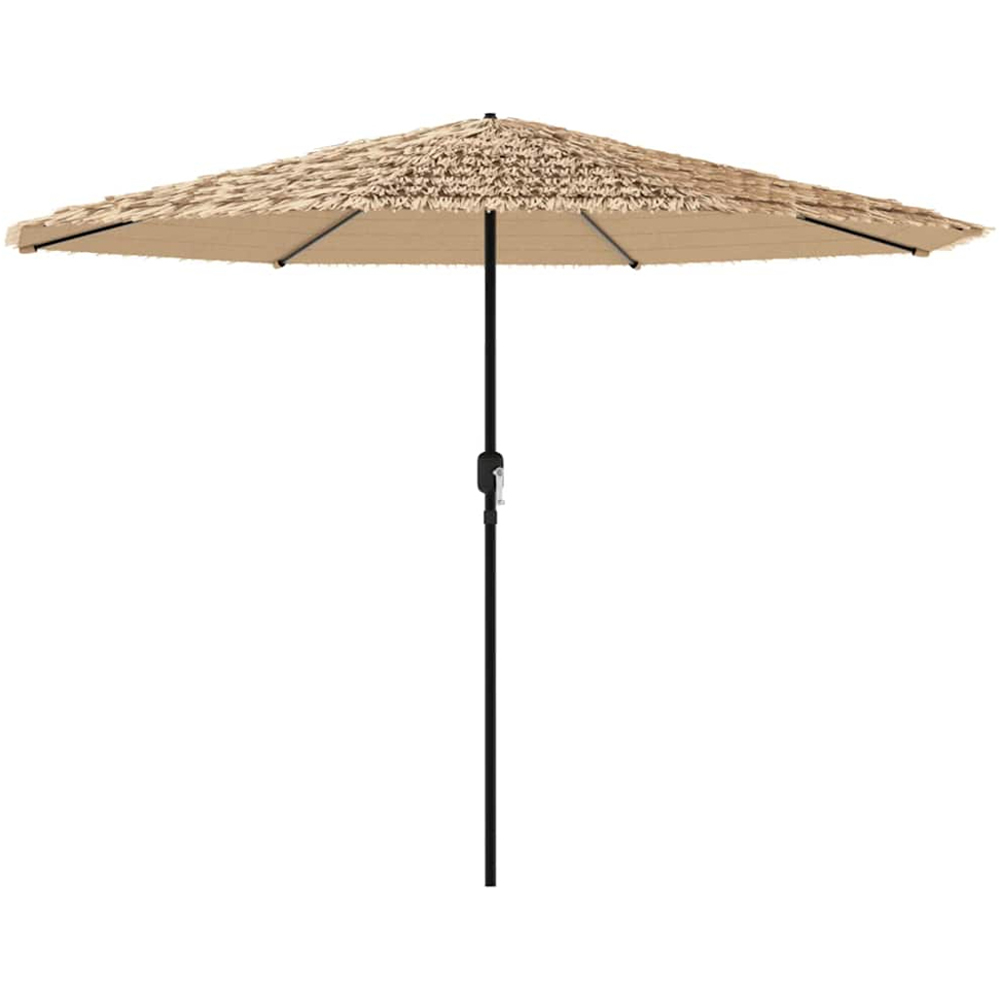 vidaXL Brown Straw Top Garden Parasol with Steel Pole 3.2m Image 1