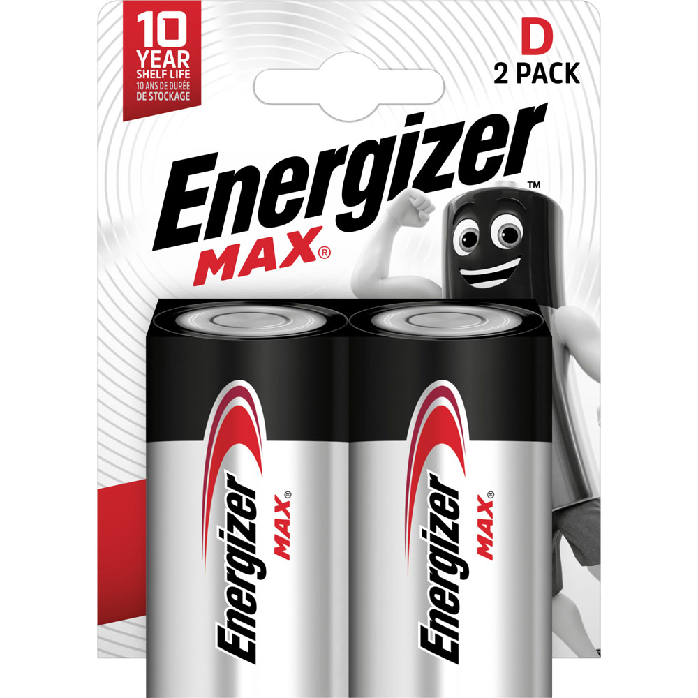 Energizer Max D 2 Pack Alkaline Batteries Image 1