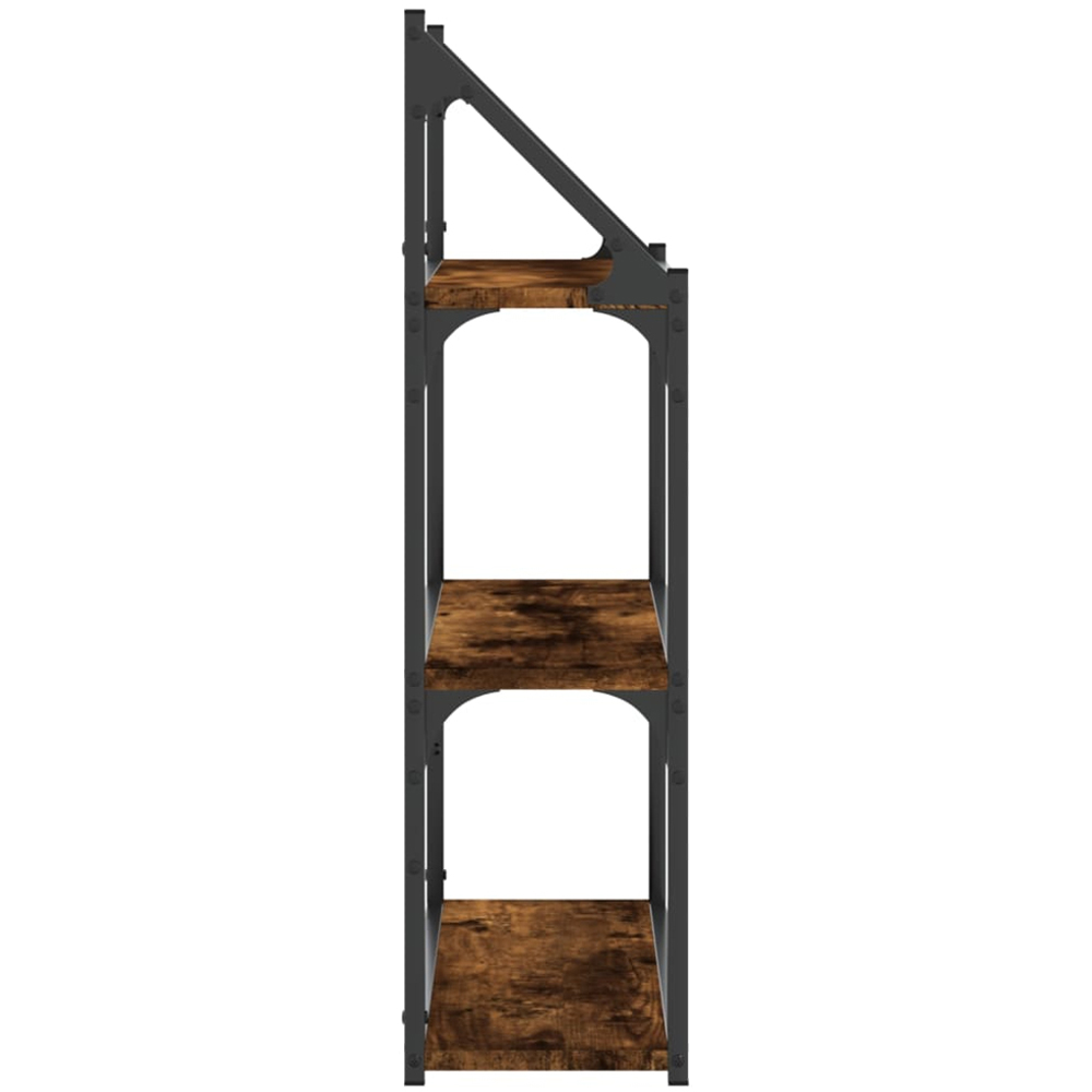 vidaXL 3 Shelf Smoked Oak Floating Wall Shelf Image 4