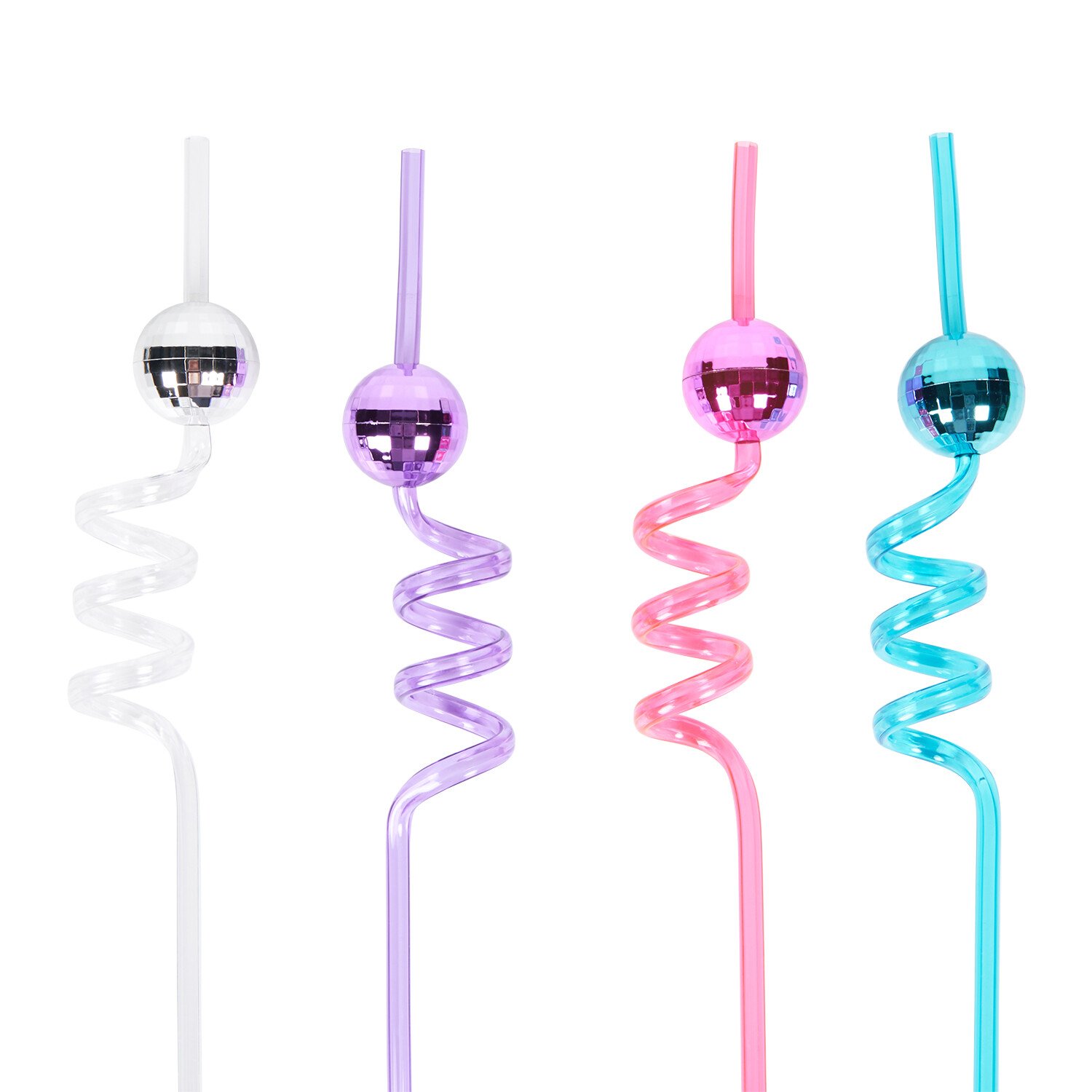 Pack of 4 MY Disco Ball Shaped Straws - Multicolour Image 2