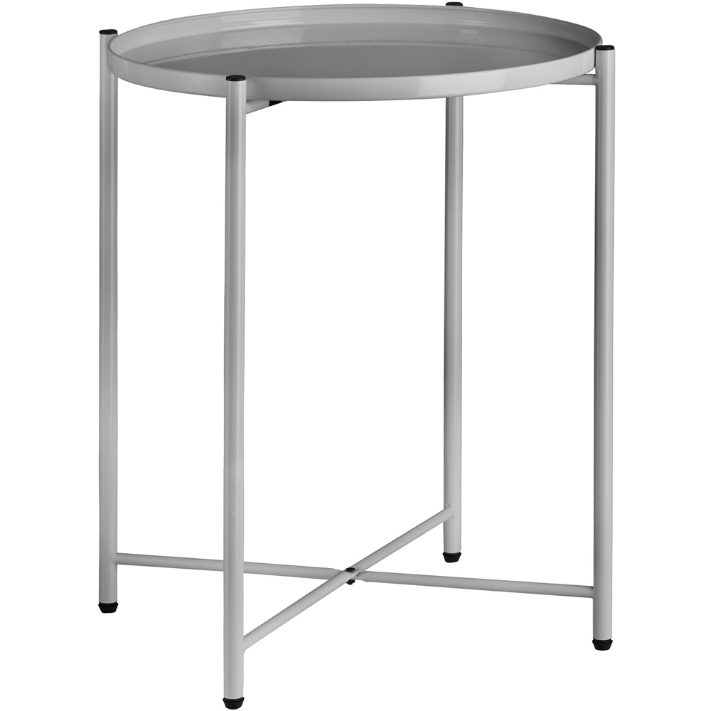 tectake Chester Grey Round Bedside Table Image 2