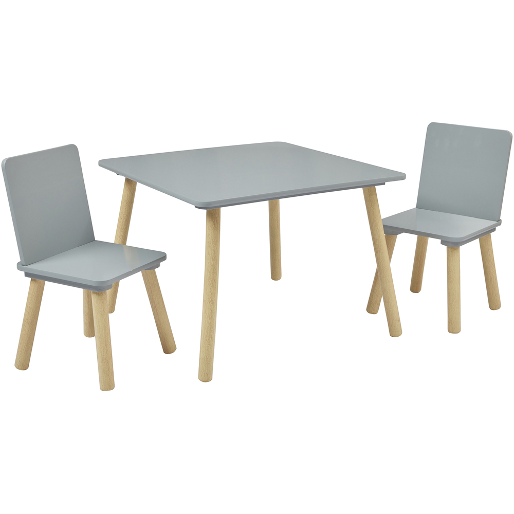 Liberty House Toys Kids Grey and Pinewood Table and Chair Set Image 2