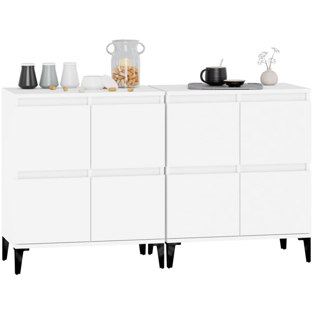 vidaXL 4 Door White Sideboard 2 Piece Image 3